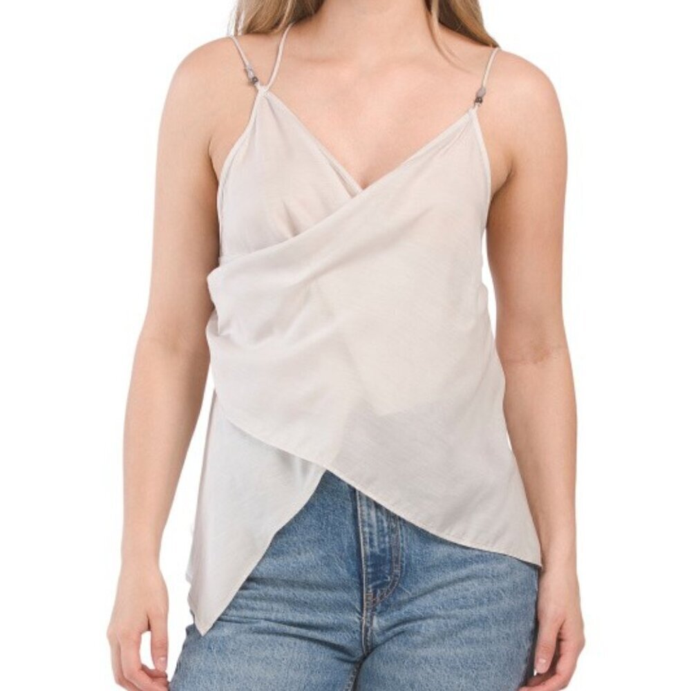 V-neck Top crossover front, tie back closure (LIGHT CREAM)